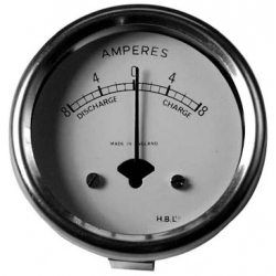 Amperimetro Lucas 2" Branco Aro Cromado Fundo branco -8-0+8
