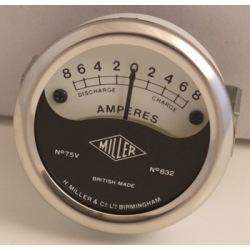 Amperimetro Miller 2" Aro Crom.-8-0+8 tipo Vincent