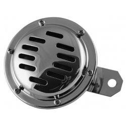 Buzina 12V Cromada Diam 100mm c/Sup L90mm Buzina 12V Cromada Diam 100mm c/Sup L90mm