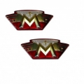 Emblema Depósito Matchless Enc/Dourado/Prata  (Par)  (1961-69). Red/Gold/Silver. 04-8499